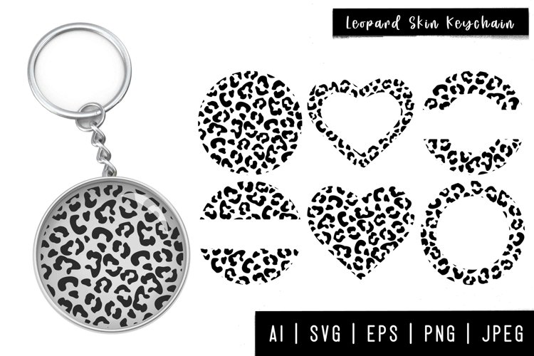 Black & White Leopard Print with Custom Text Keychain Bundle