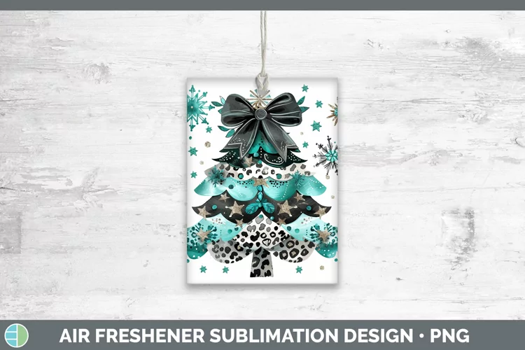 Leopard Teal Christmas Tree Air Freshener Sublimation Car Fr