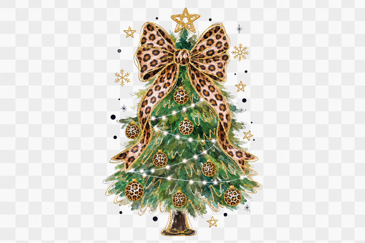 Leopard Bow Christmas Tree png clipart