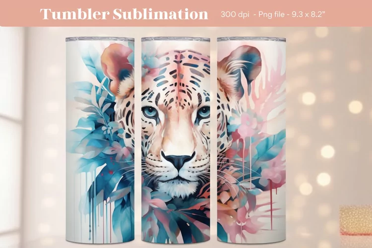Leopard Tumbler Wrap | Pastel Tropical Tumbler Sublimation