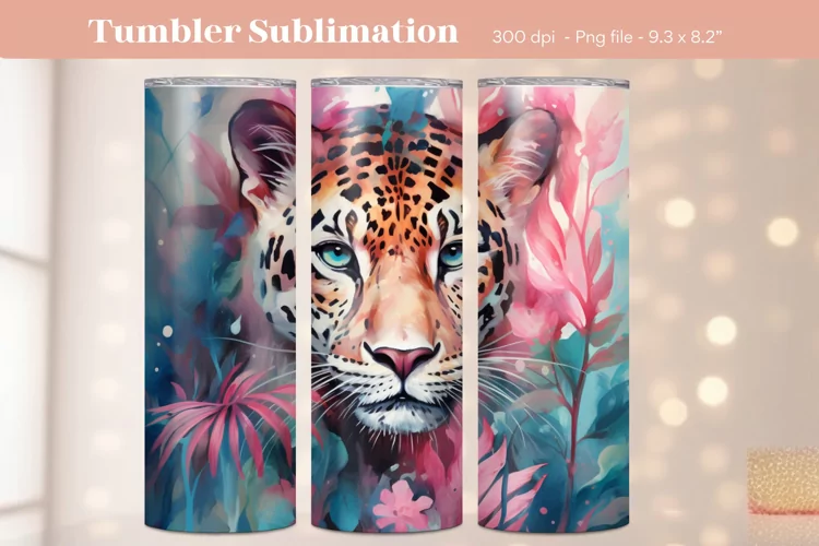 Leopard Tumbler Wrap | Jungle Animal Tumbler Sublimation Png