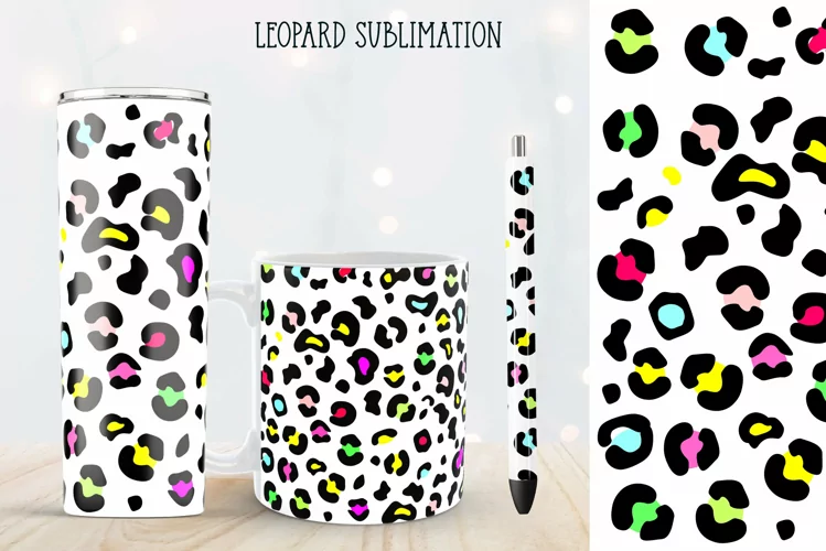 Seamless Leopard With Color Spors Tumbler Sublomation PNG