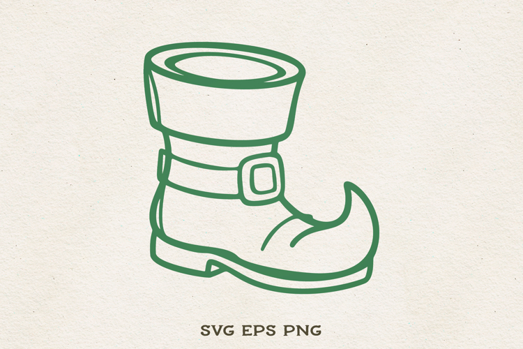 Leprechaun Boot SVG | St Patricks Day Shoe Line Art | Irish example image 1