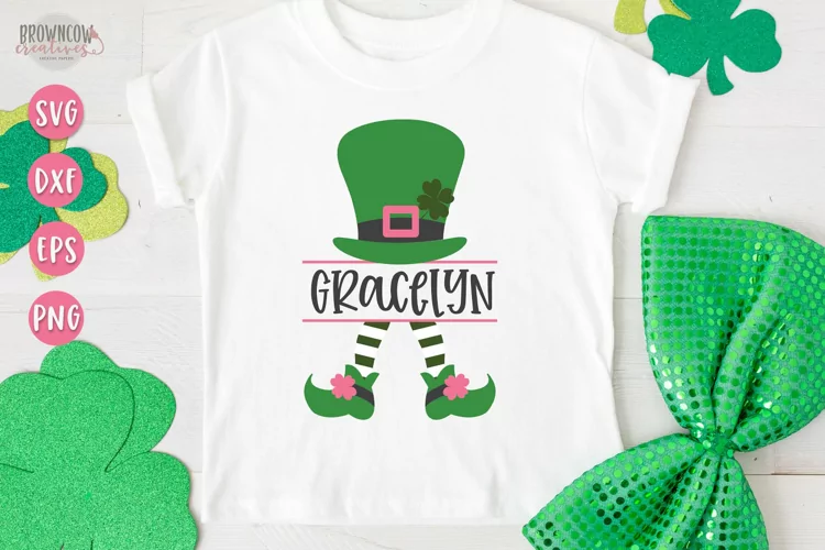 St. Patrick's Hat & Feet SVG, St. Patrick's Day Monogram SVG