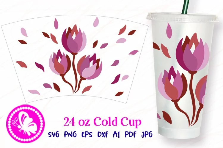 Lesbian Pride Flag LGBTQ Queer Tumbler 24 OZ cold cup wrap