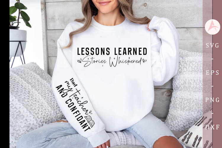 Lessons learned stories whispered Sleeve SVG Design example image 1