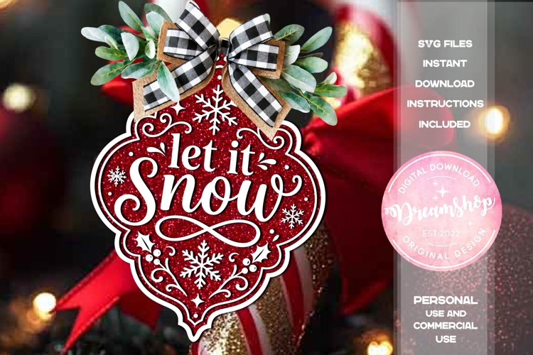 Let It Snow Arabesque Ornament SVG