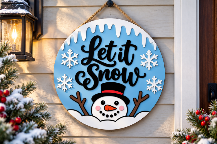 Let It Snow Door Hanger Svg, Winter Door Decor Svg