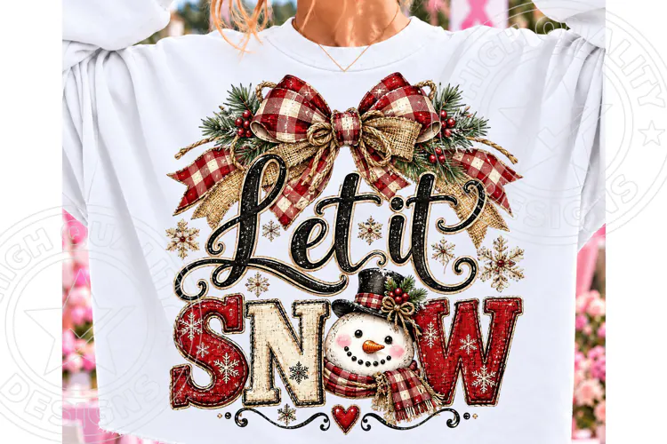 Let It Snow PNG | Rustic Buffalo Plaid Snowman Christmas Sub