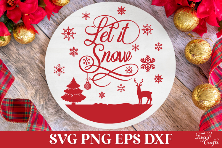 Let it Snow Round Christmas SVG Ornament