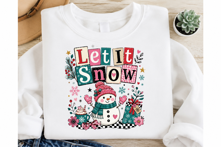 Let It Snow Snowman Paper Collage