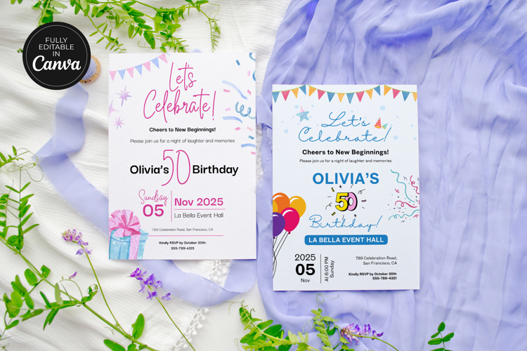 Lets Celebrate Invitation Canva Template