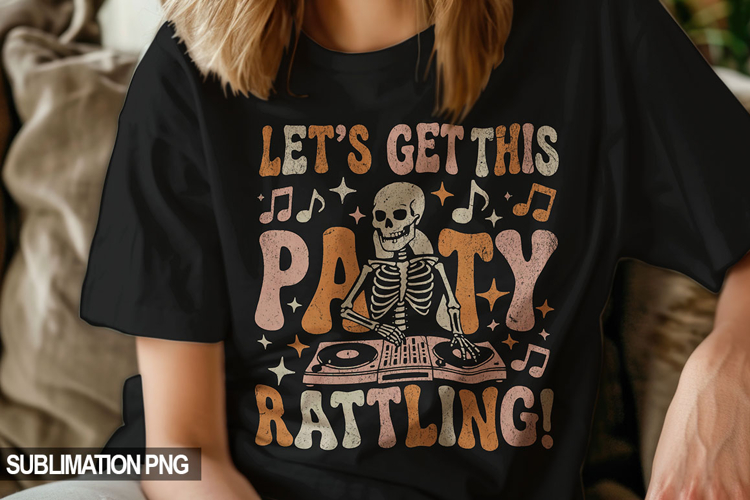 Let’s Get This Party Rattling DJ Skeleton PNG