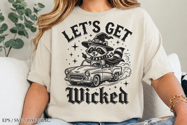 Lets Get Wicked, Spooky Funny Sarcastic Halloween Raccoon