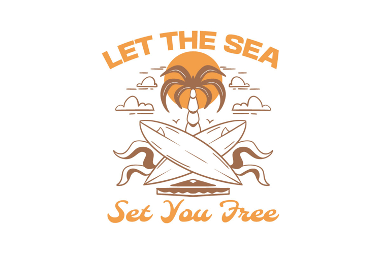 Let the Sea Set You Free Retro Summer T-shirt Design