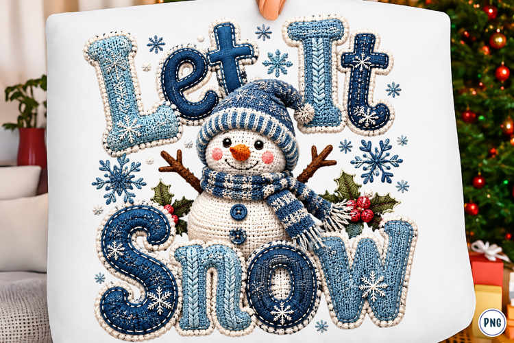 Let It Snow Png, Snowman Png, Faux Yarn Png