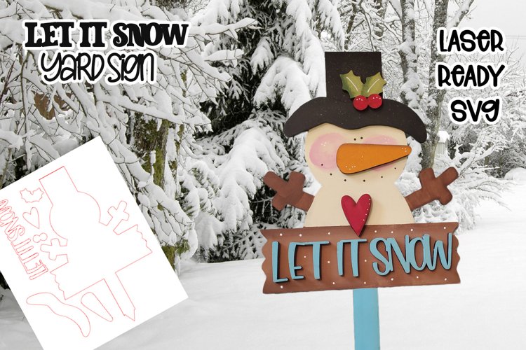 Let It Snow Whimsical Snowman Laser Yard Sign example image 1