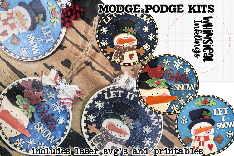 Let It Snow trio Mod Podge Ornaments SVG and Printables