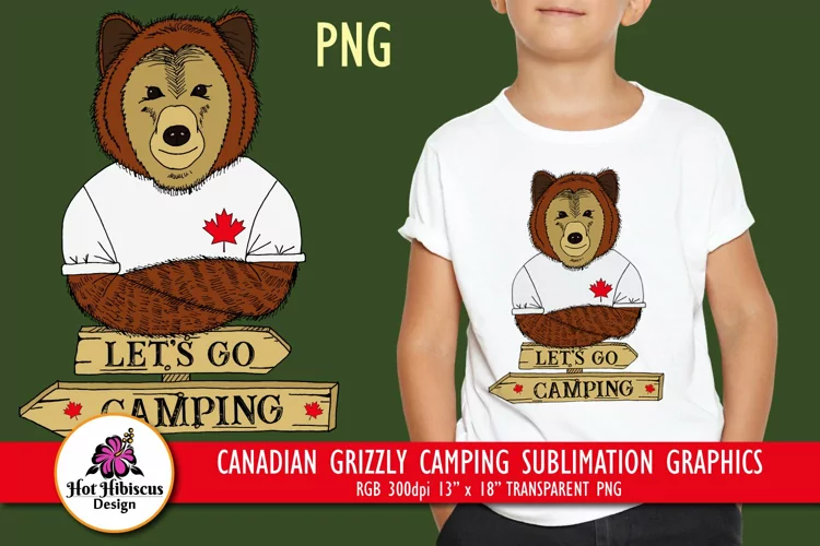 Canada Camping Sublimation, Canadian Bear Sublimation Design