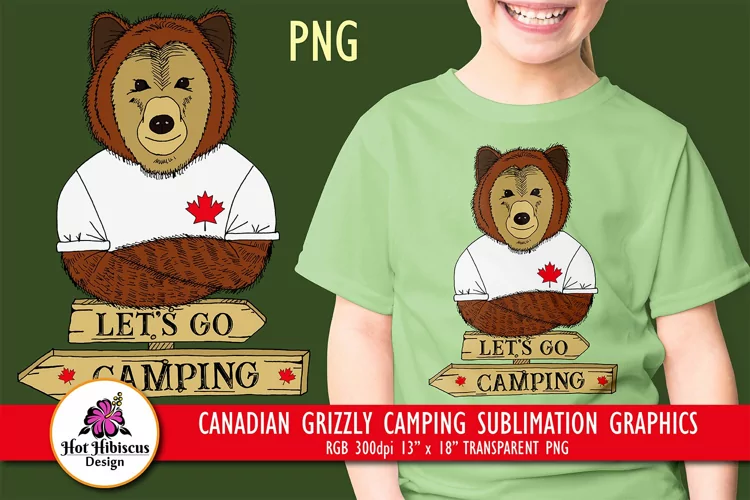 Canada Camping, Canadian Bear T Shirt Sublimation Design