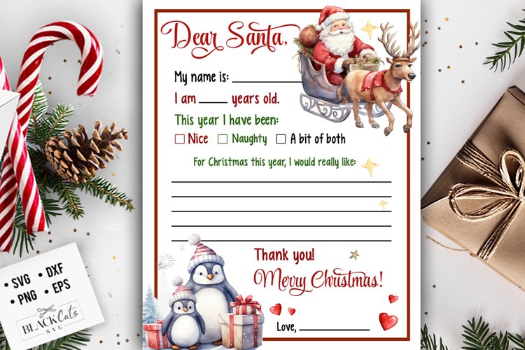 Letter to Santa printable PDF, Letter for Santa
