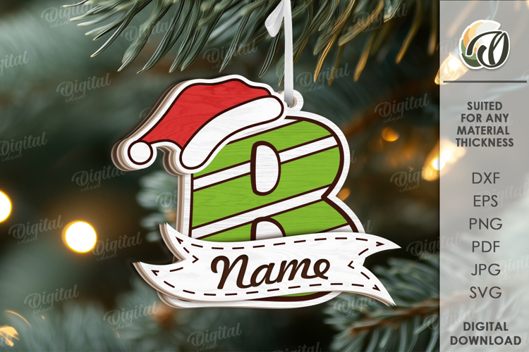 Alphabet Christmas Ornament Laser Cut. Letter B SVG