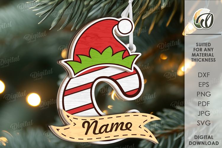 Alphabet Christmas Ornament Laser Cut. Letter C SVG