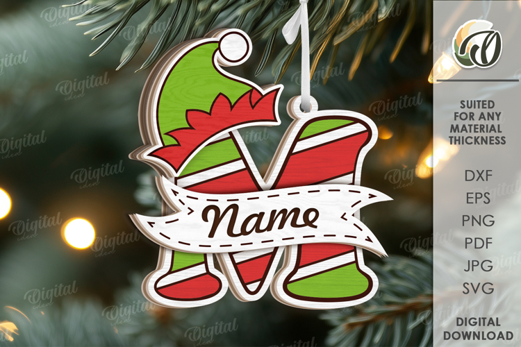 Christmas Ornament Laser Cut. Letter M SVG