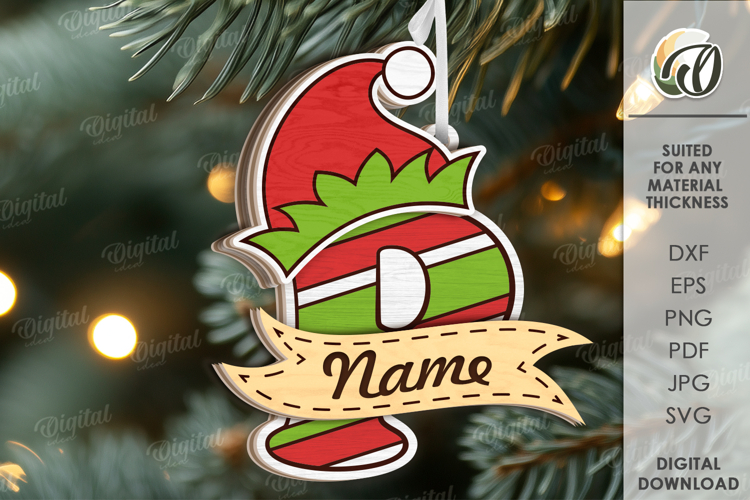 Christmas Ornament Laser Cut. Letter P SVG