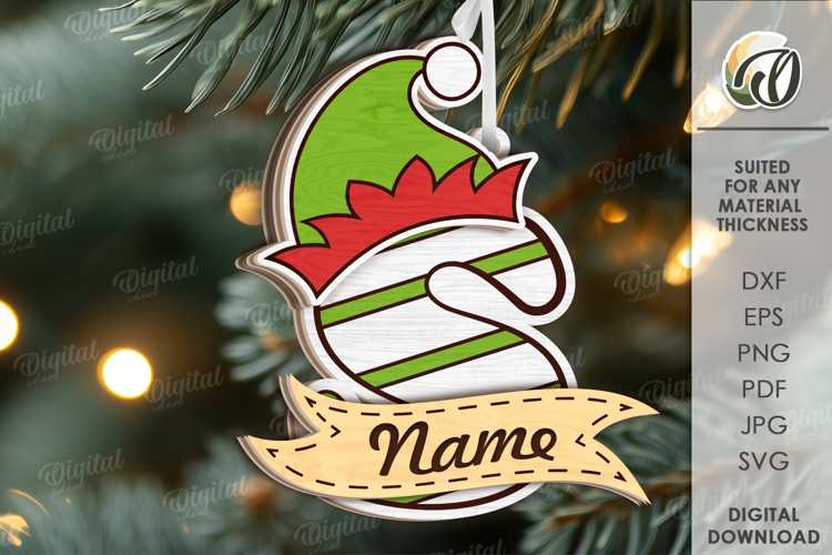 Christmas Ornament Laser Cut. Letter S SVG