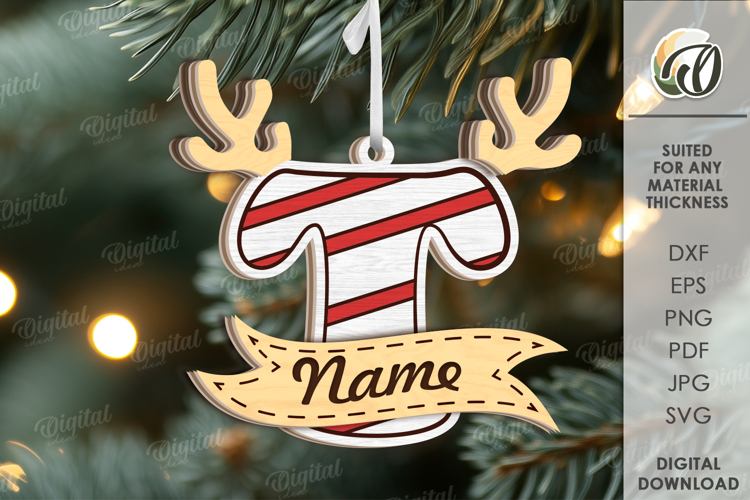 Christmas Ornament Laser Cut. Letter T SVG