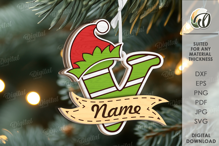 Christmas Ornament Laser Cut. Letter V SVG