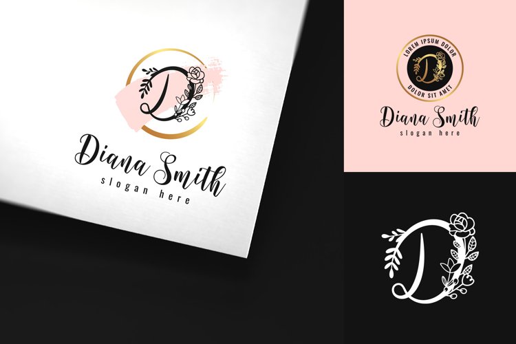 Letter D Feminine Floral Logo Templates