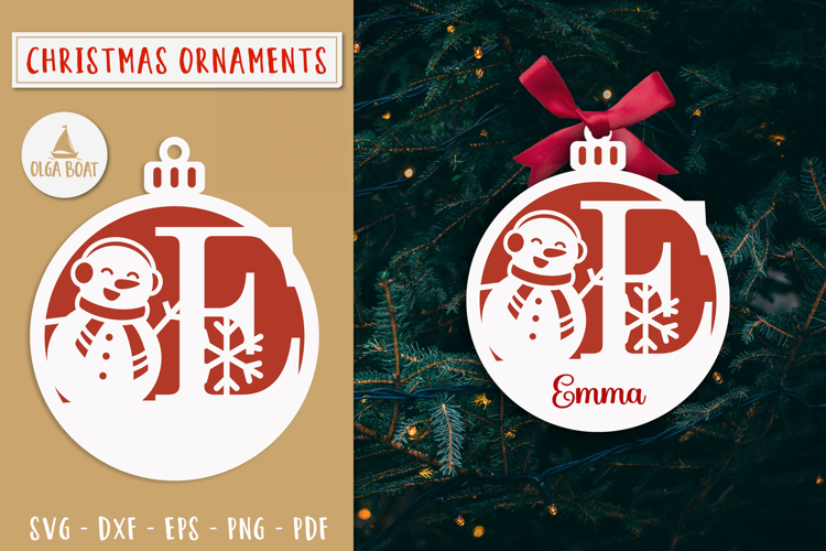 Letter E Christmas Personalized Ornament Laser cut