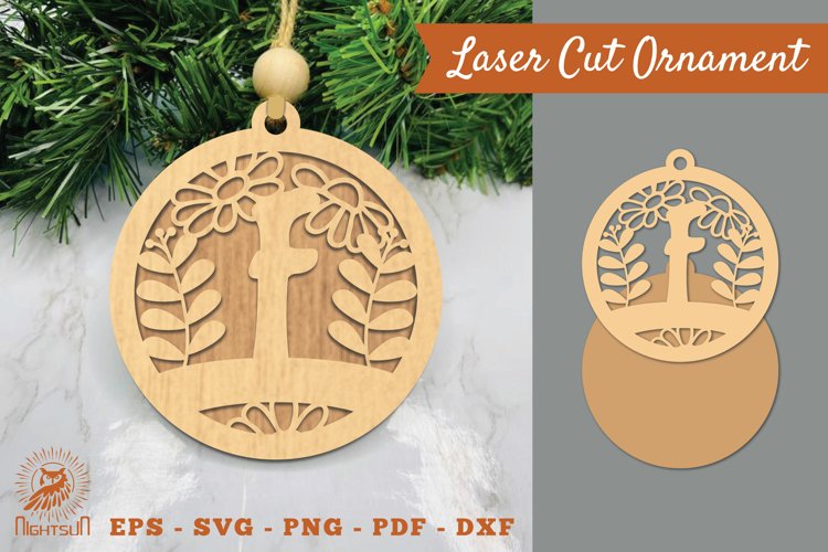 Letter F Laser Cut Ornament SVG example image 1