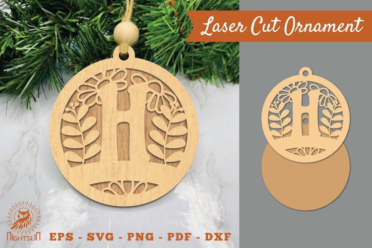 Letter H Laser Cut Ornament SVG example image 1