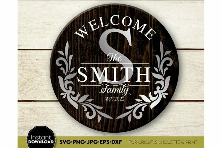Family Monogram SVG | Welcome Sign PNG | Initial Monogram
