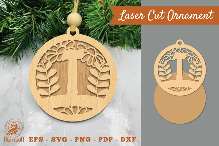 Letter T Laser Cut Ornament SVG
