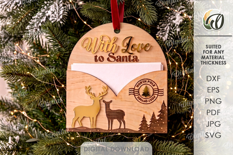 Letter To Santa Christmas Ornament Laser Cut. Christmas SVG
