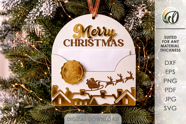 Letter To Santa Christmas Ornament Laser Cut. Christmas SVG