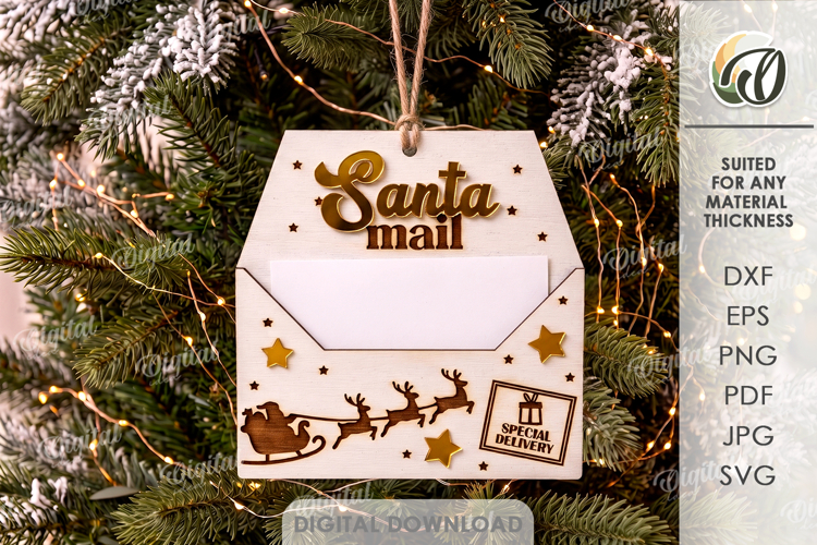 Letter To Santa Christmas Ornament Laser Cut. Christmas SVG