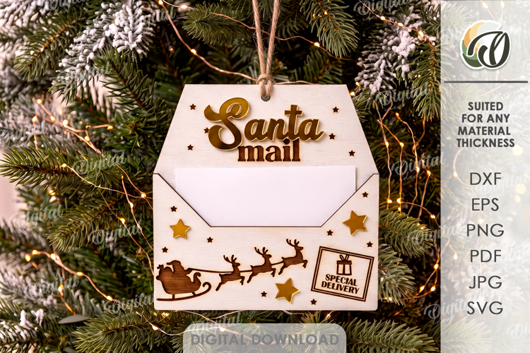 Letter To Santa Christmas Ornament Laser Cut. Christmas SVG