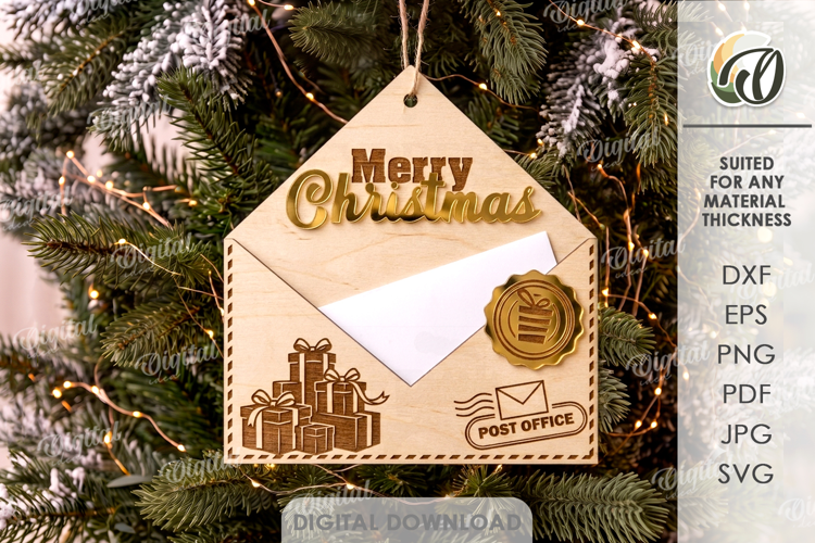 Letter To Santa Christmas Ornament Laser Cut. Christmas SVG
