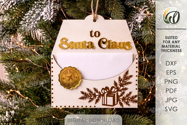 Letter To Santa Christmas Ornament Laser Cut. Christmas SVG example image 1
