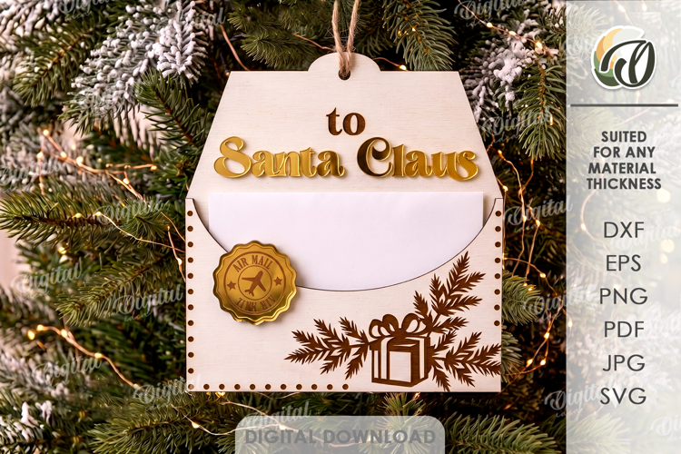 Letter To Santa Christmas Ornament Laser Cut. Christmas SVG