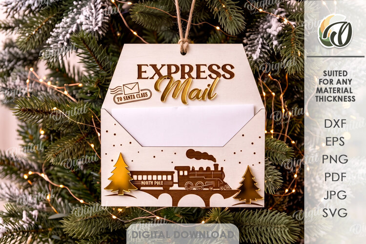 Letter To Santa Christmas Ornament Laser Cut. Christmas SVG example image 1