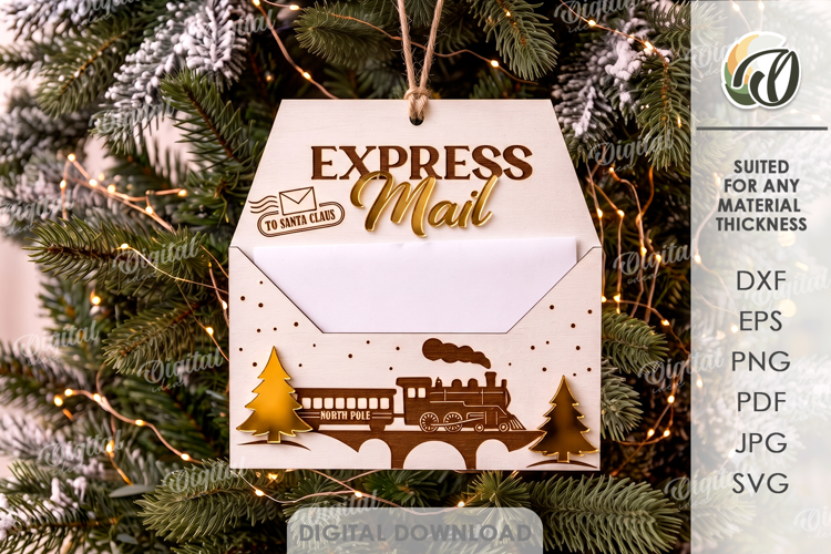 Letter To Santa Christmas Ornament Laser Cut. Christmas SVG