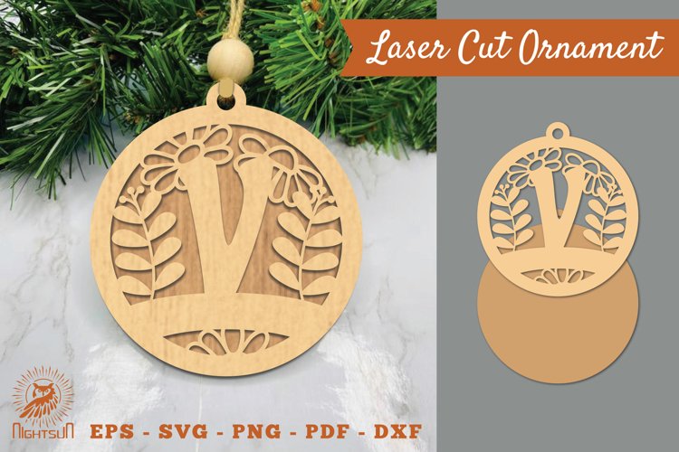 Letter V Laser Cut Ornament SVG example image 1