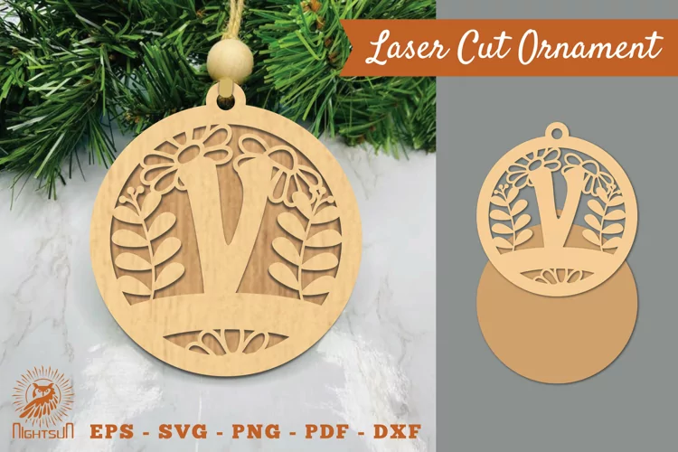 Letter V Laser Cut Ornament SVG