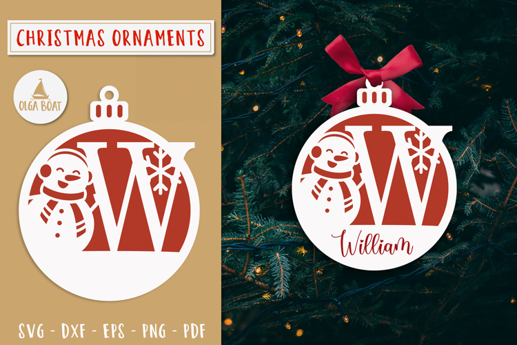 Letter W Christmas Personalized Ornament Laser cut